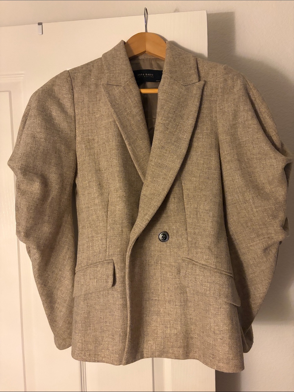 Zara Neutral Beige Lambswool Blazer